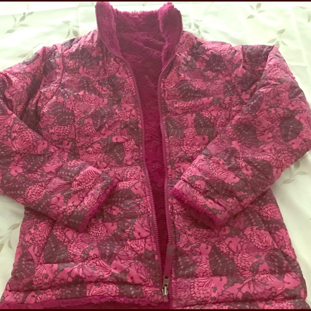 Girls north face reversible winter coat